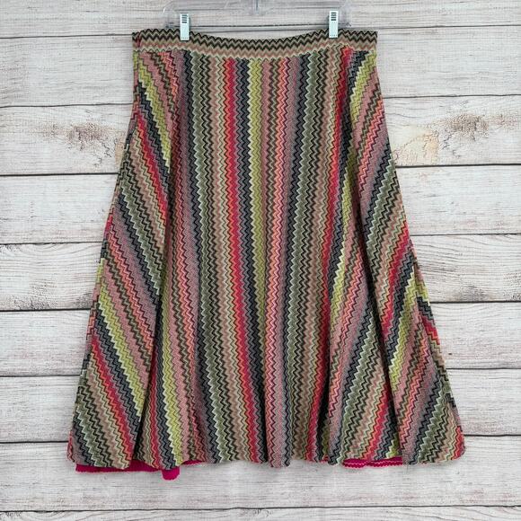 Anthropologie A+ Maeve Arely Knit Multi Color Chevron Maxi Skirt Womens 1X - Picture 2 of 11